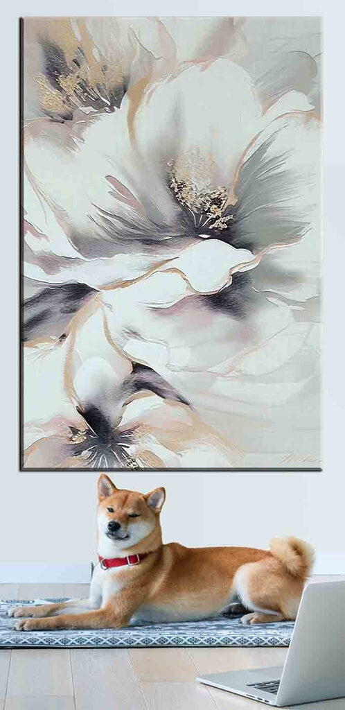 A painting of a flower