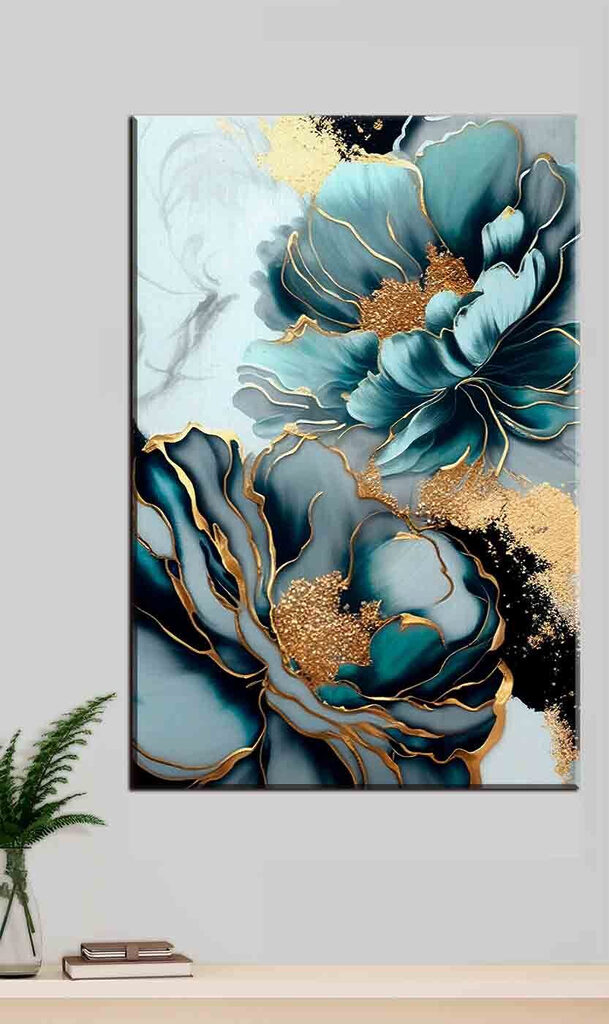 A close up of a painting