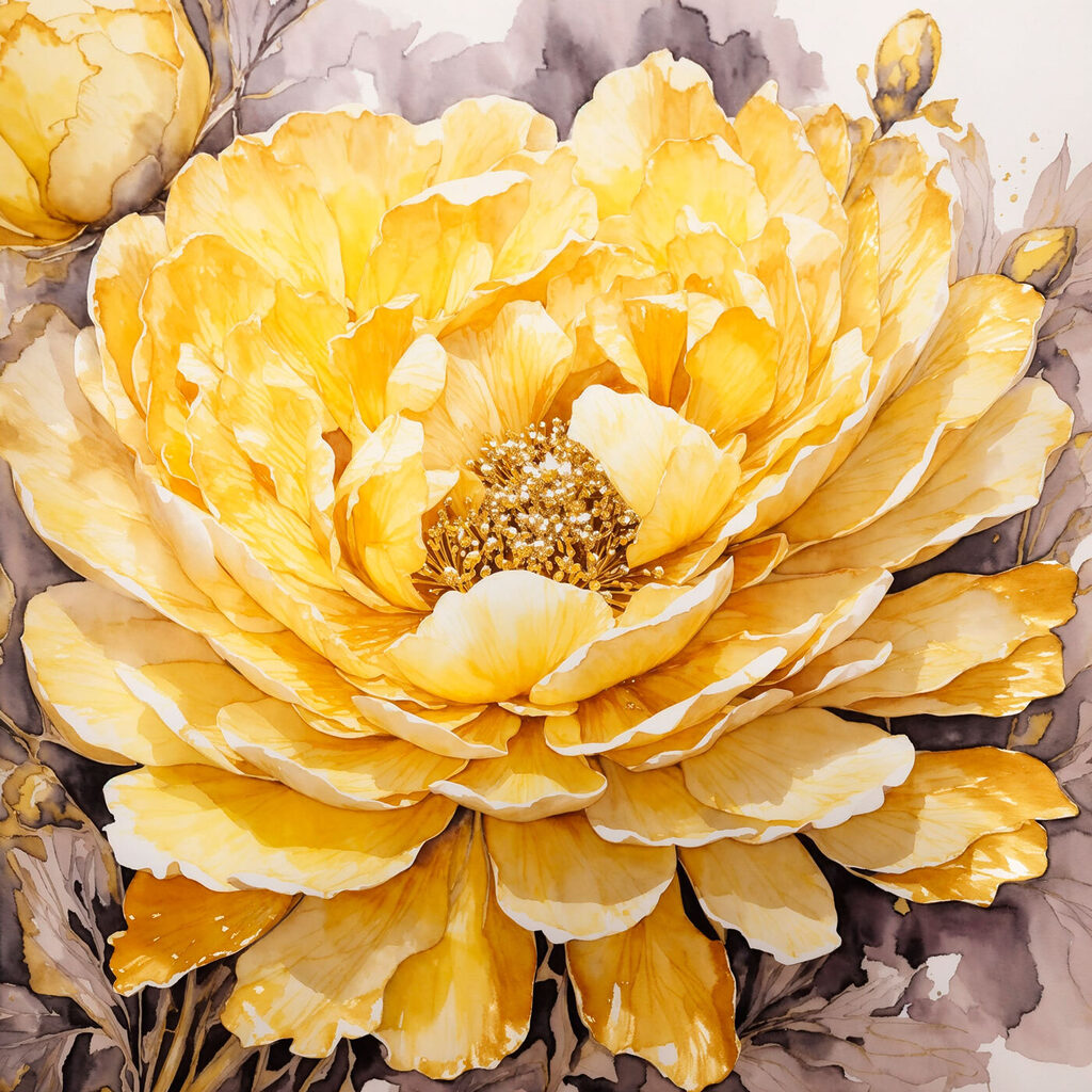 A painting of a yellow flower A painting of a yellow flower