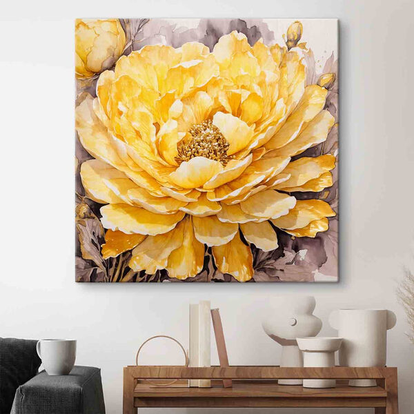 A painting of a yellow flower A painting of a yellow flower