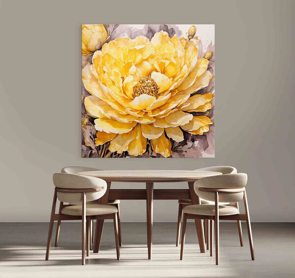 A painting of a yellow flower A painting of a yellow flower