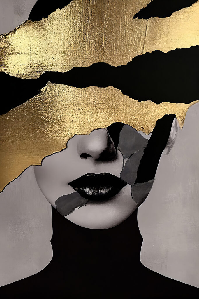 Shattered Elegance in Monochrome and Metallic