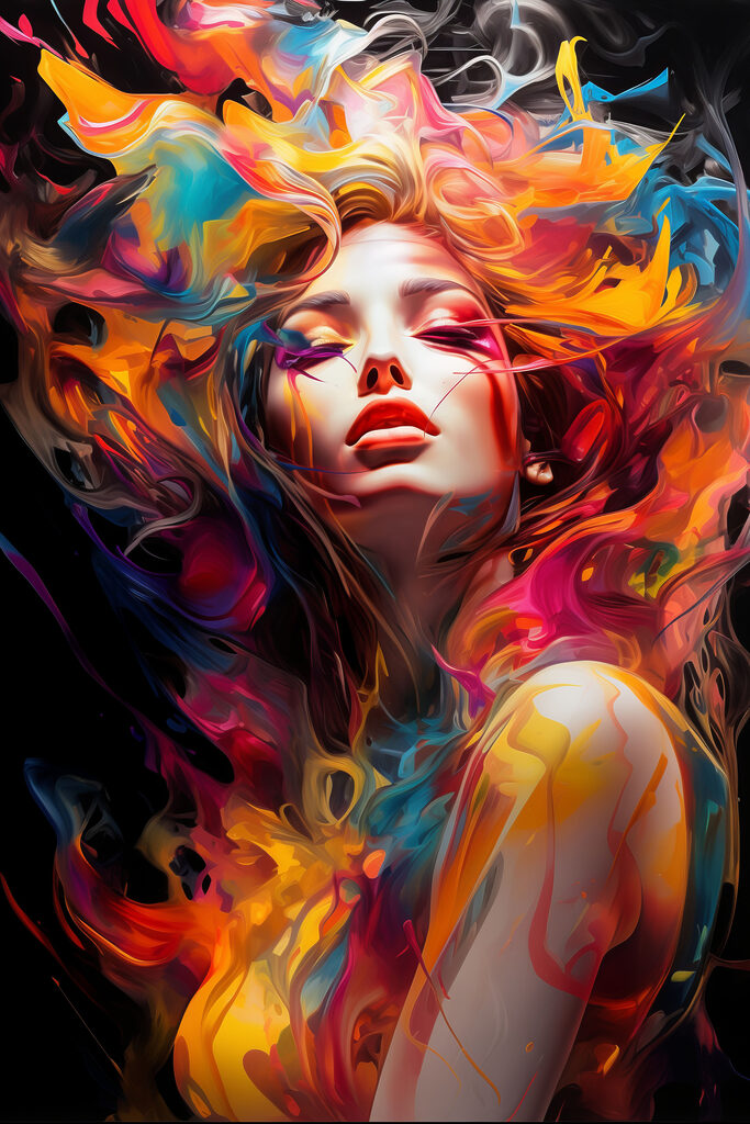 A woman with colorful hair