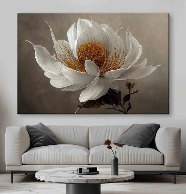 Vászonképek Fehér virág sárga közepével (Cikkszám: s35725) Vászonképek Vászonképek Fehér virág sárga közepével (Cikkszám: s35725)