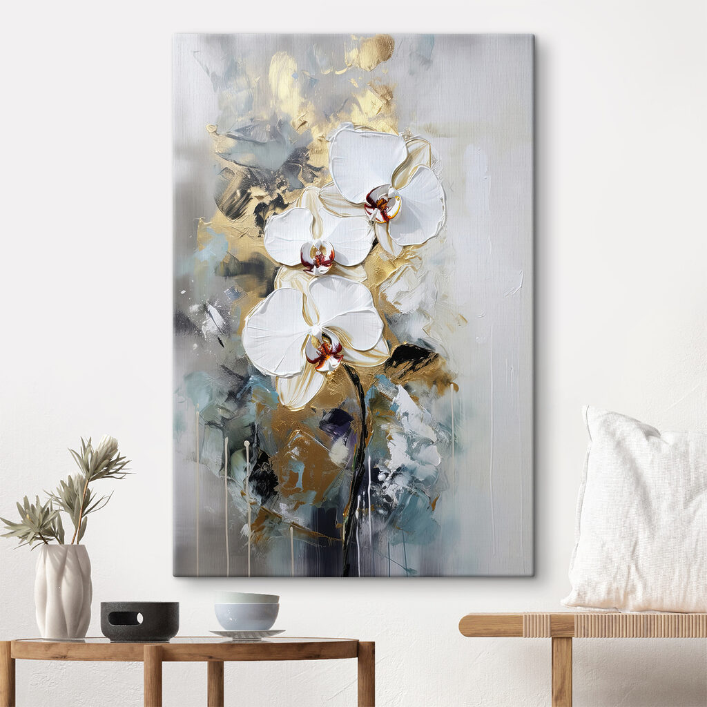 A painting of white flowers