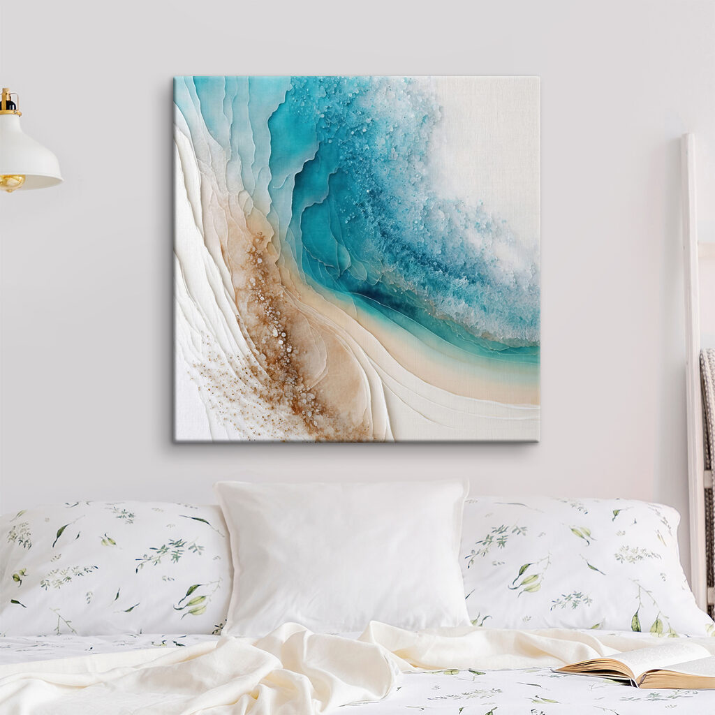 A blue and white watercolor painting