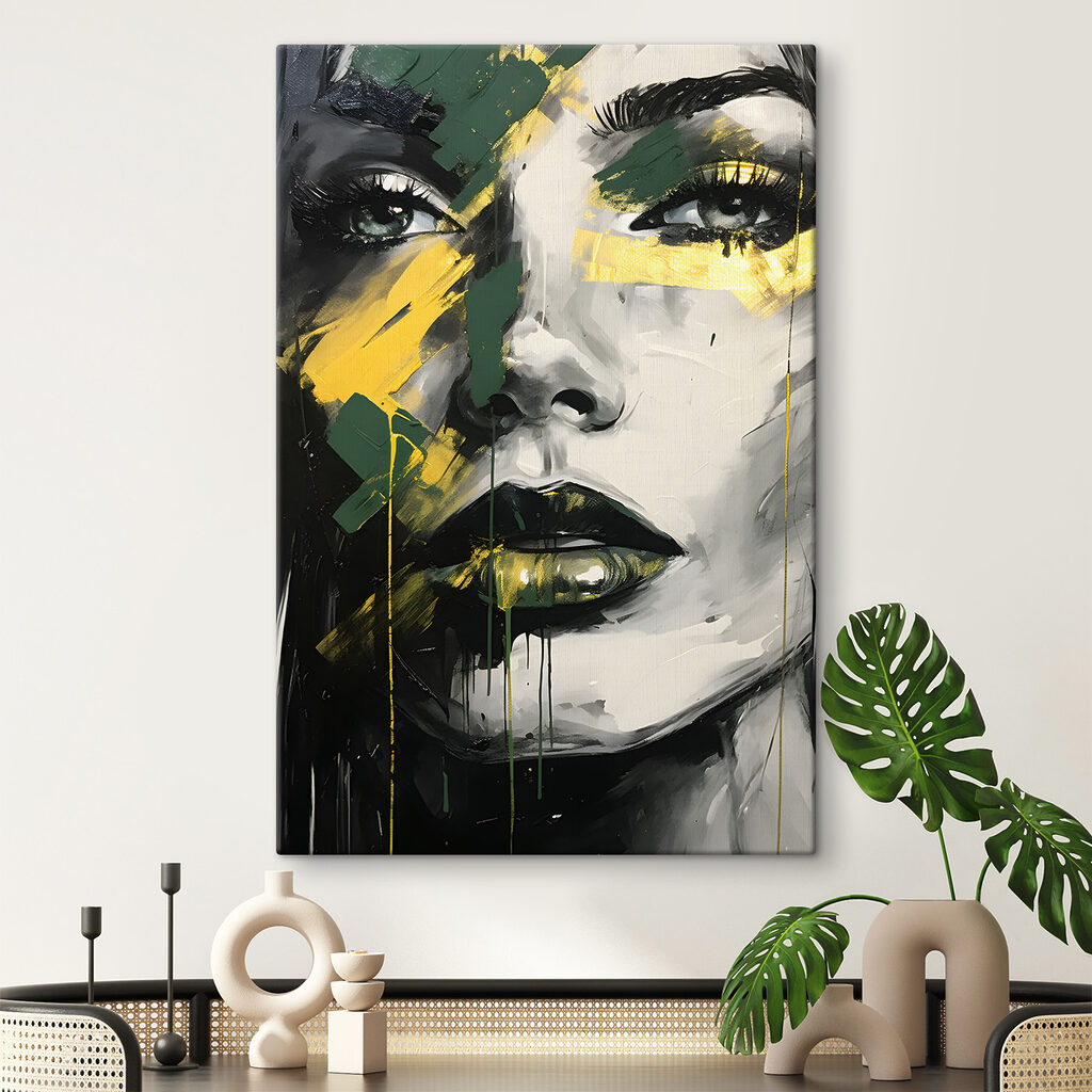 A painting of a woman's face