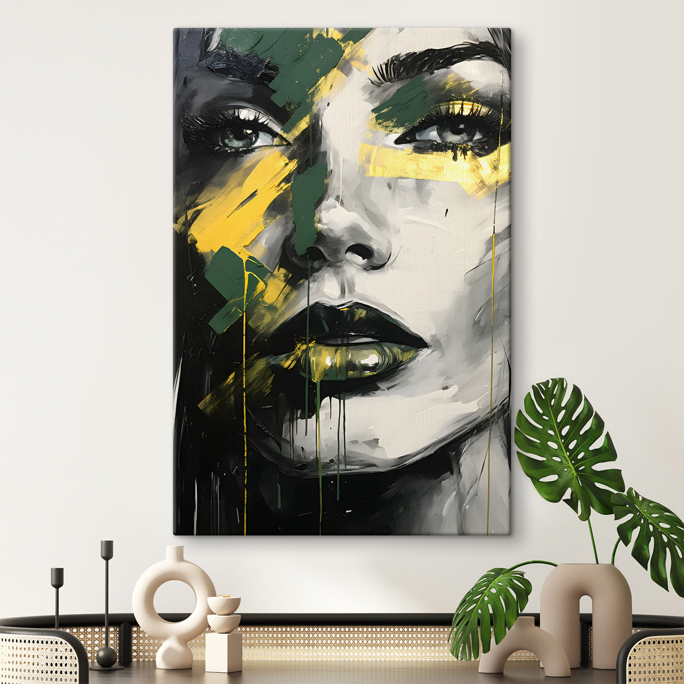 A painting of a woman's face