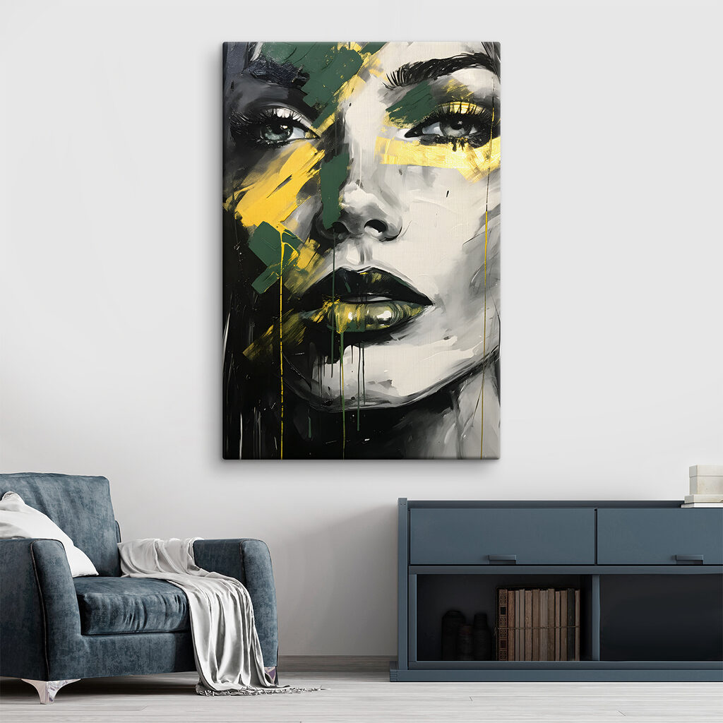 A painting of a woman's face