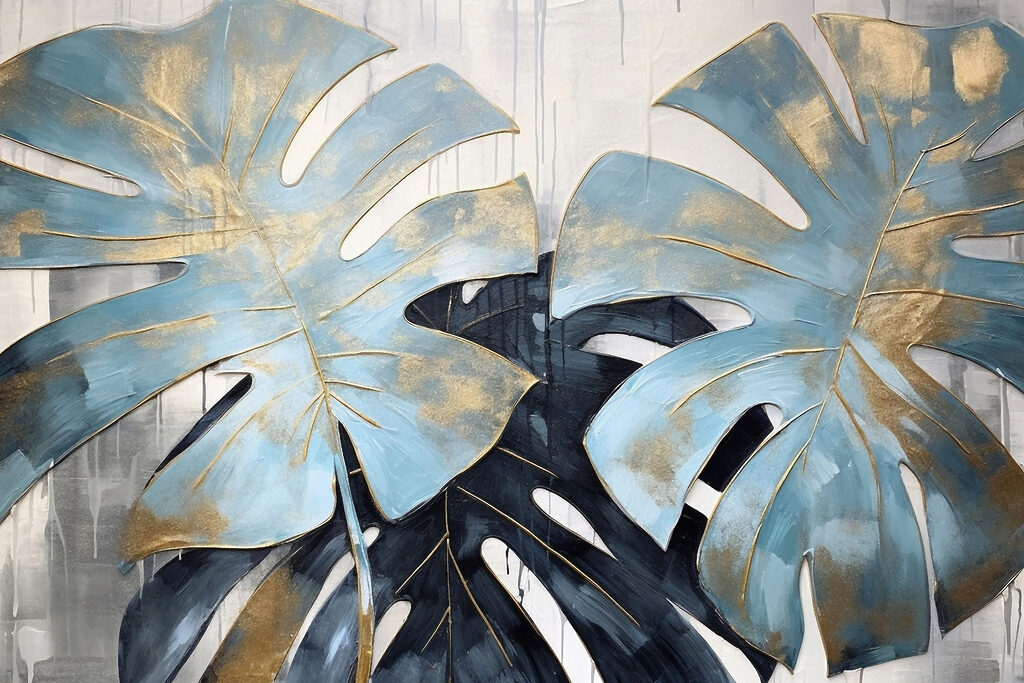 Elegant blue leaves in artistic bloom