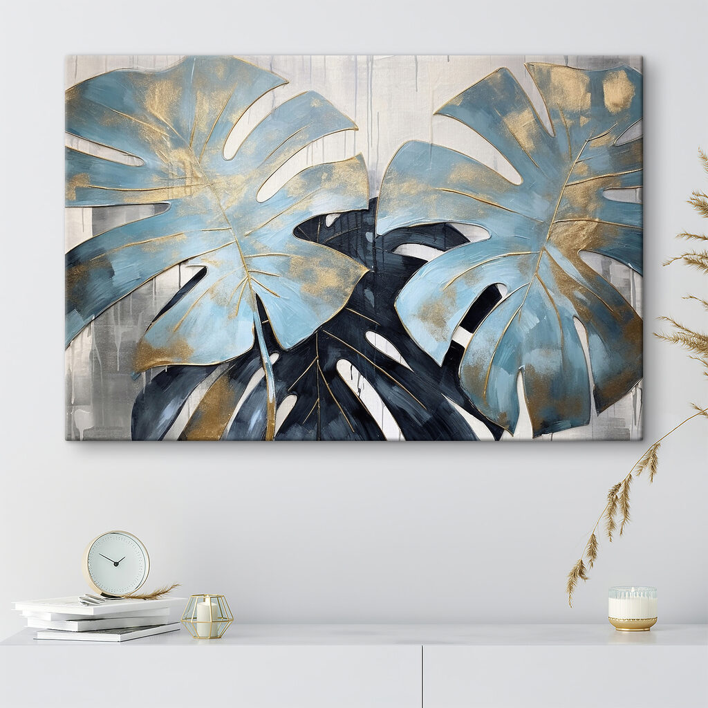 Elegant blue leaves in artistic bloom