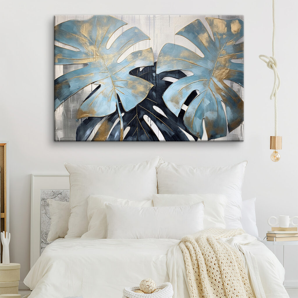 Elegant blue leaves in artistic bloom