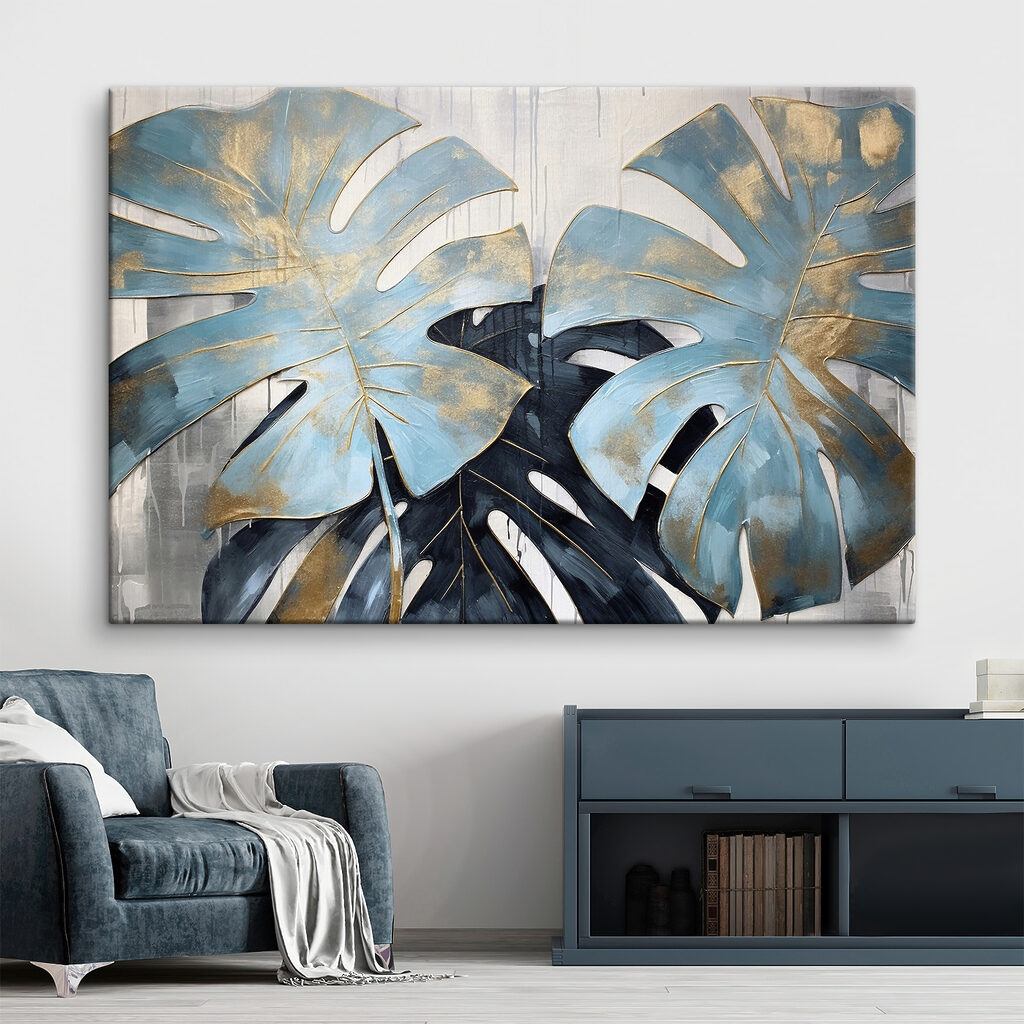 Elegant blue leaves in artistic bloom