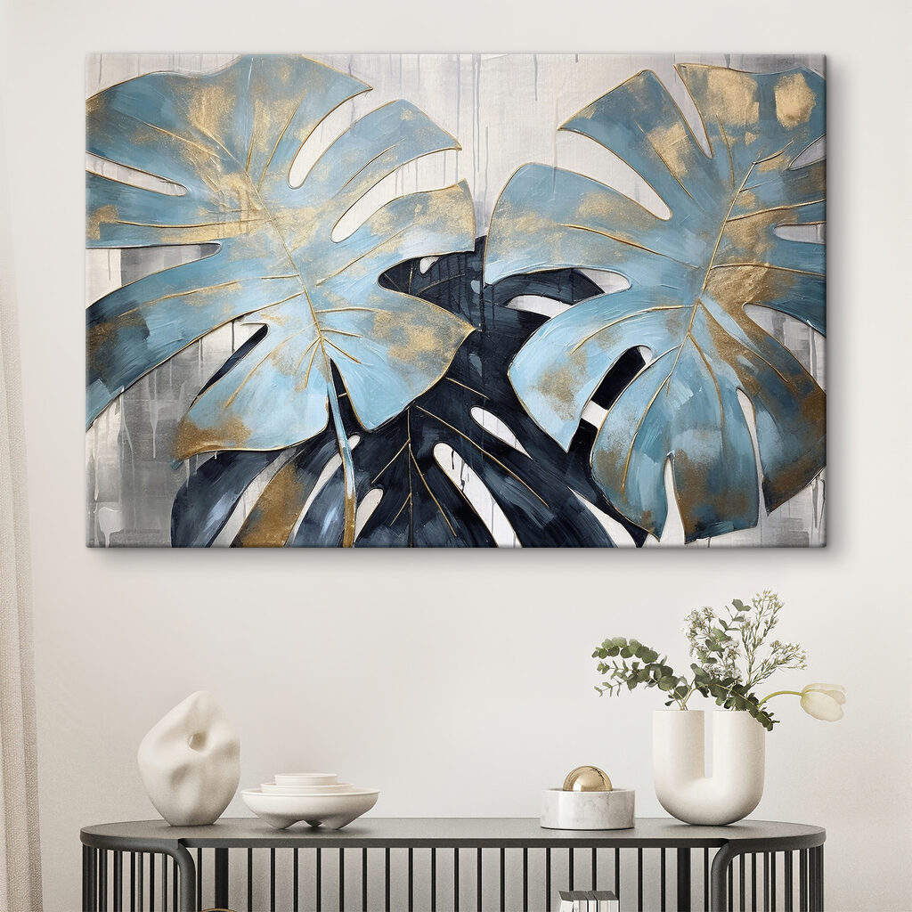 Elegant blue leaves in artistic bloom