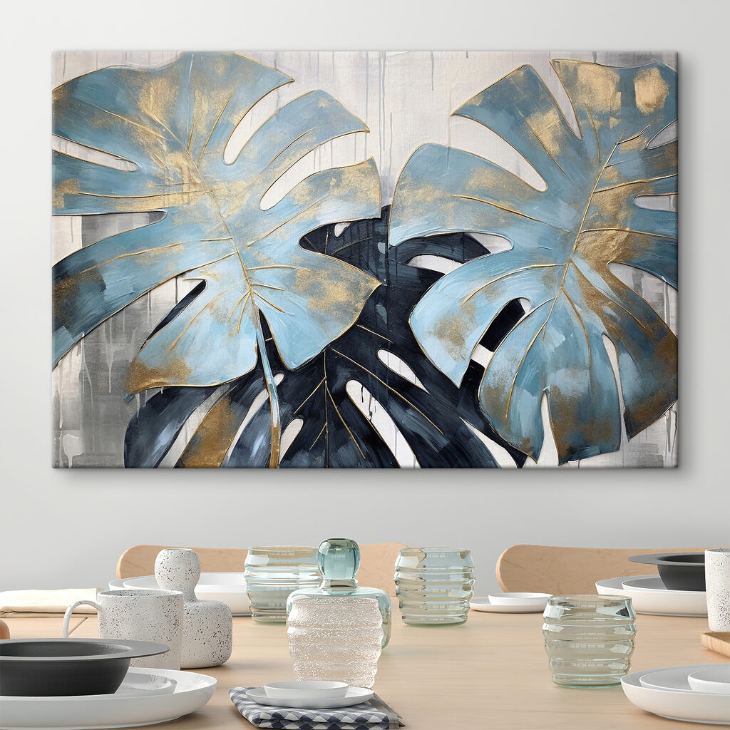 Elegant blue leaves in artistic bloom