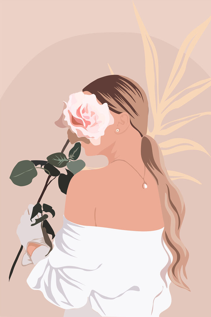 A woman holding a rose