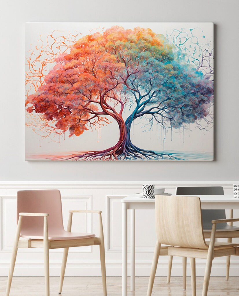 A tree with different colors of leaves