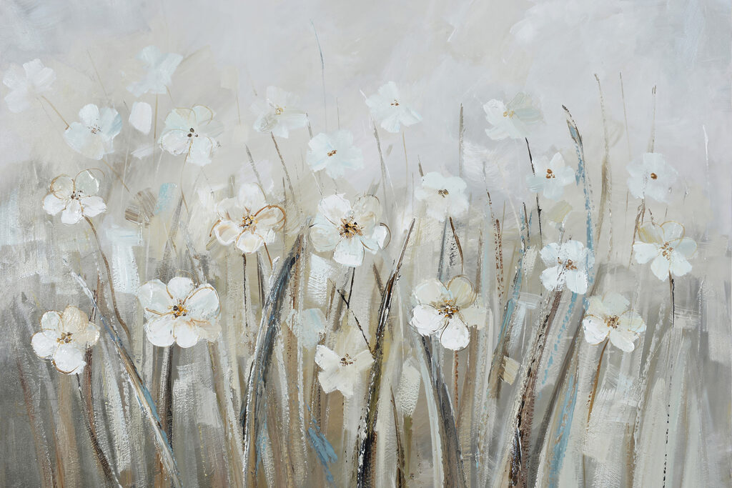 A painting of white flowers A painting of white flowers