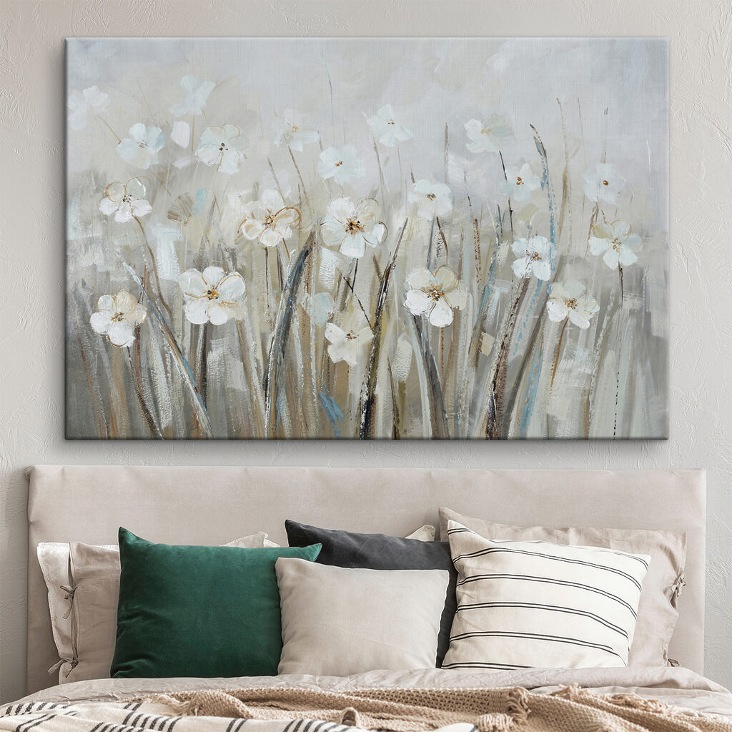 A painting of white flowers A painting of white flowers