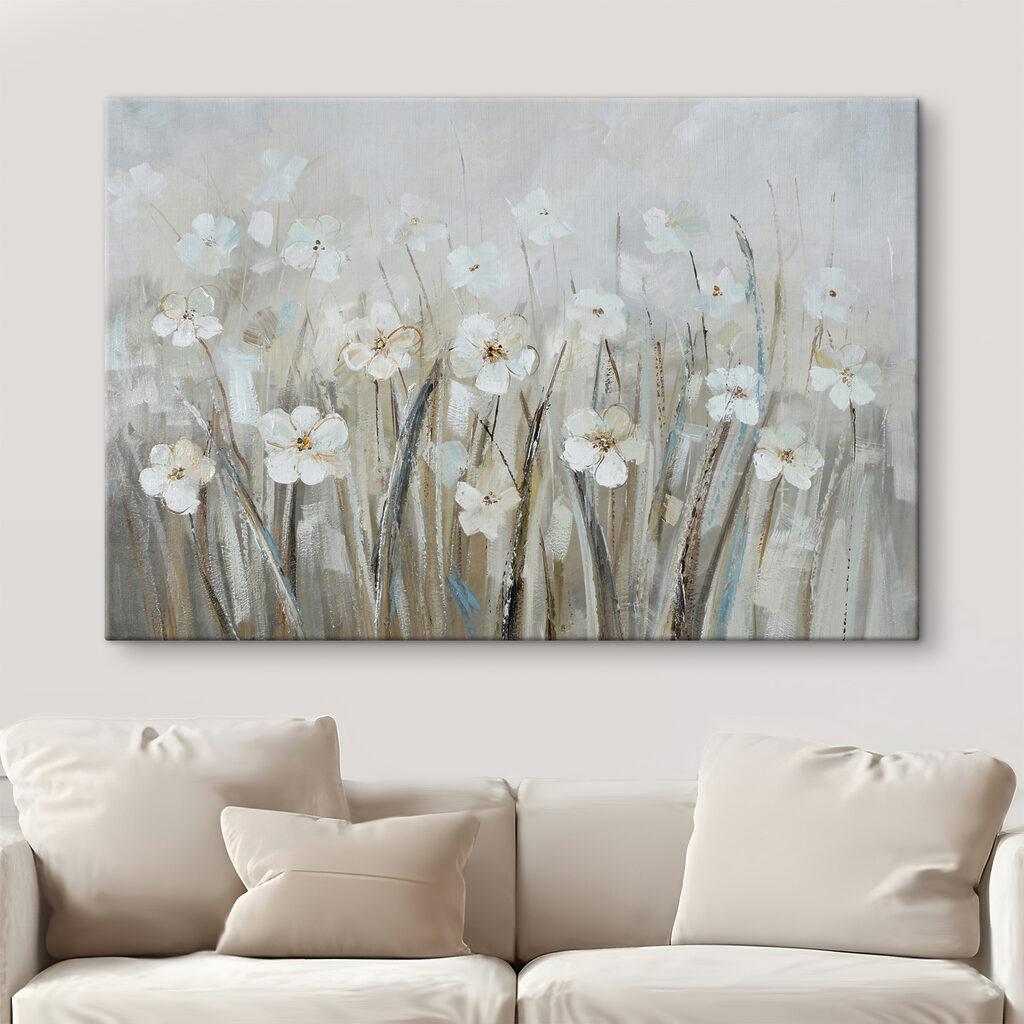 A painting of white flowers A painting of white flowers
