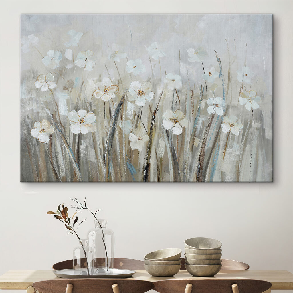 A painting of white flowers A painting of white flowers