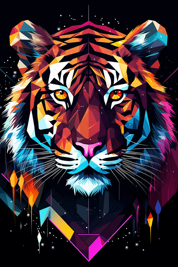 Egy színes tigris fehér bajusszal Egy színes tigris fehér bajusszal