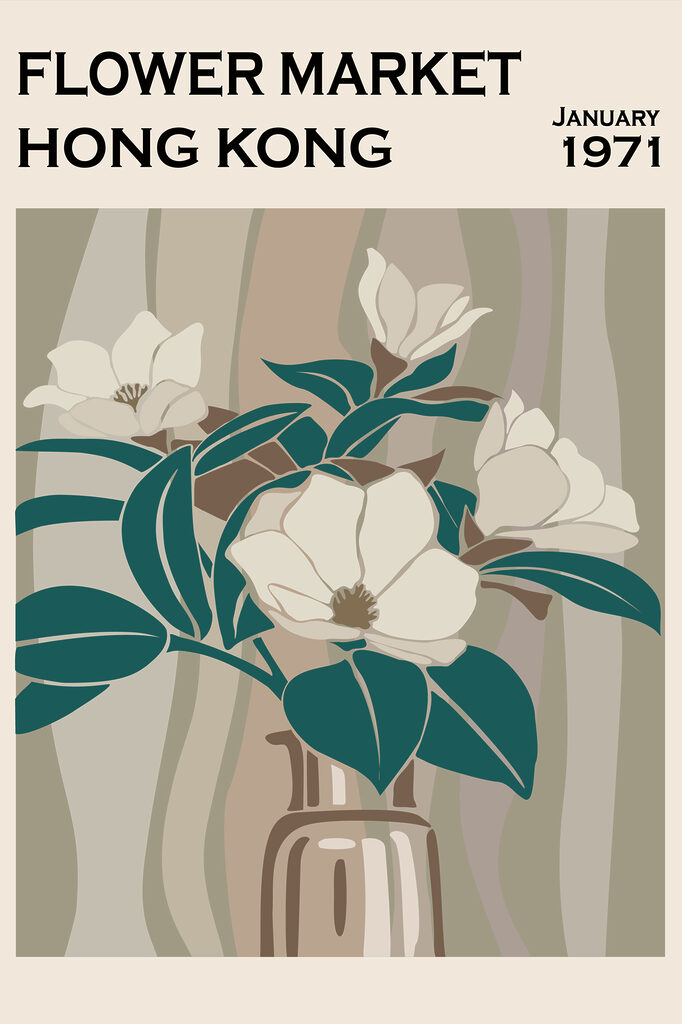 A vase with flowers and leaves