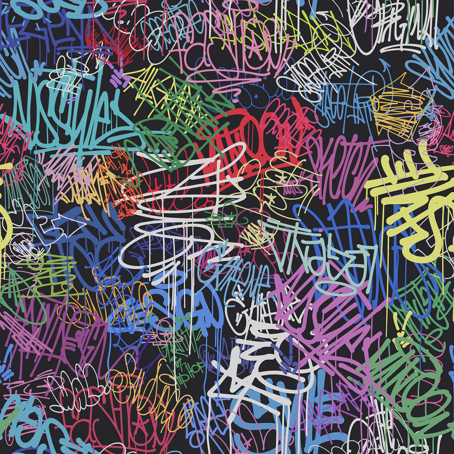 Színes graffiti fekete háttéren