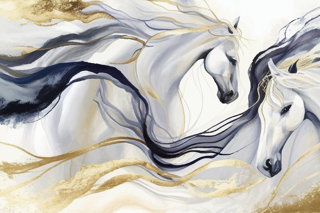 Ethereal Horses Amidst Swirling Colors