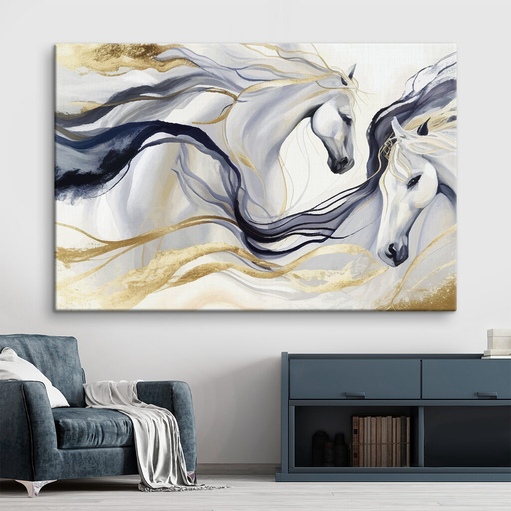Ethereal Horses Amidst Swirling Colors