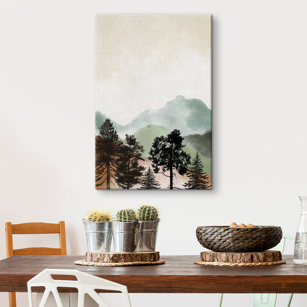 A landscape with trees and mountains A landscape with trees and mountains