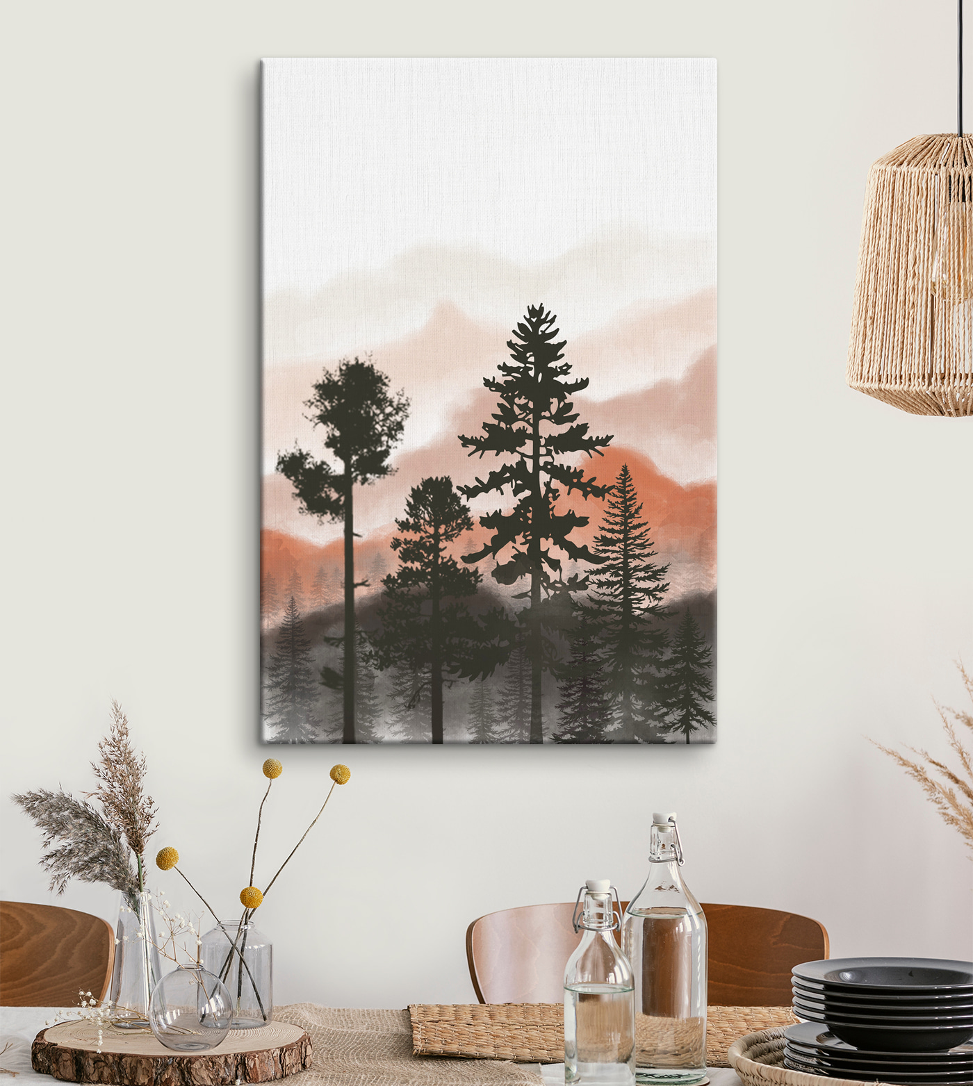 A group of trees in the mountains