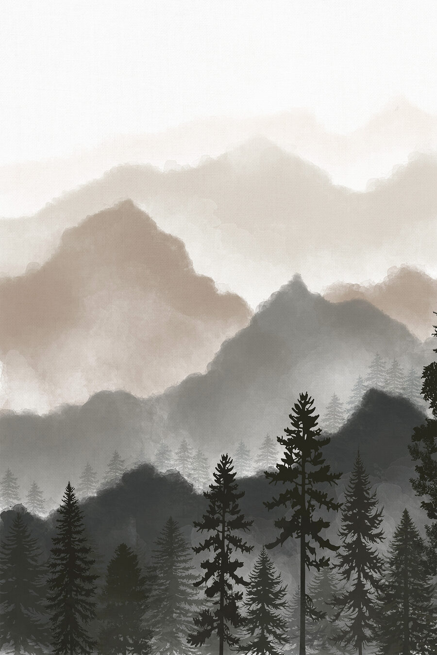 A landscape of mountains and trees A landscape of mountains and trees