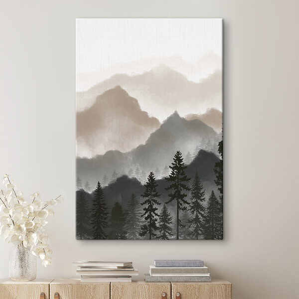 A landscape of mountains and trees A landscape of mountains and trees