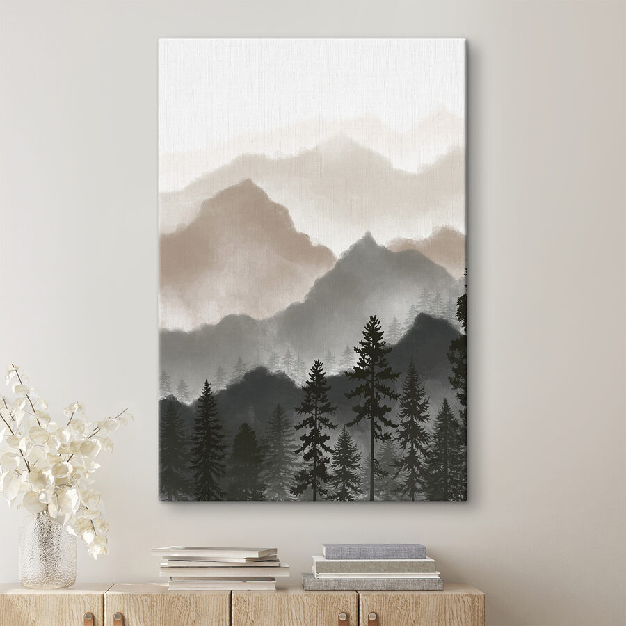 A landscape of mountains and trees A landscape of mountains and trees