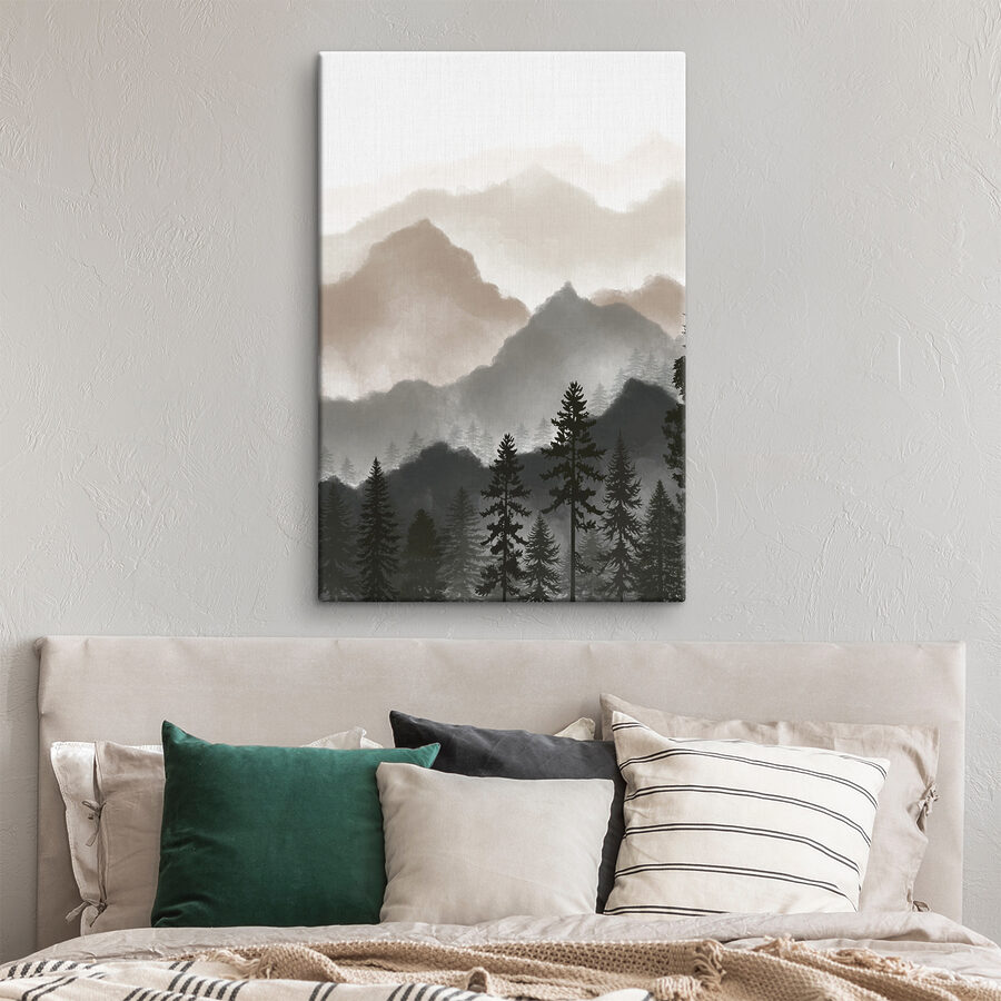 A landscape of mountains and trees A landscape of mountains and trees