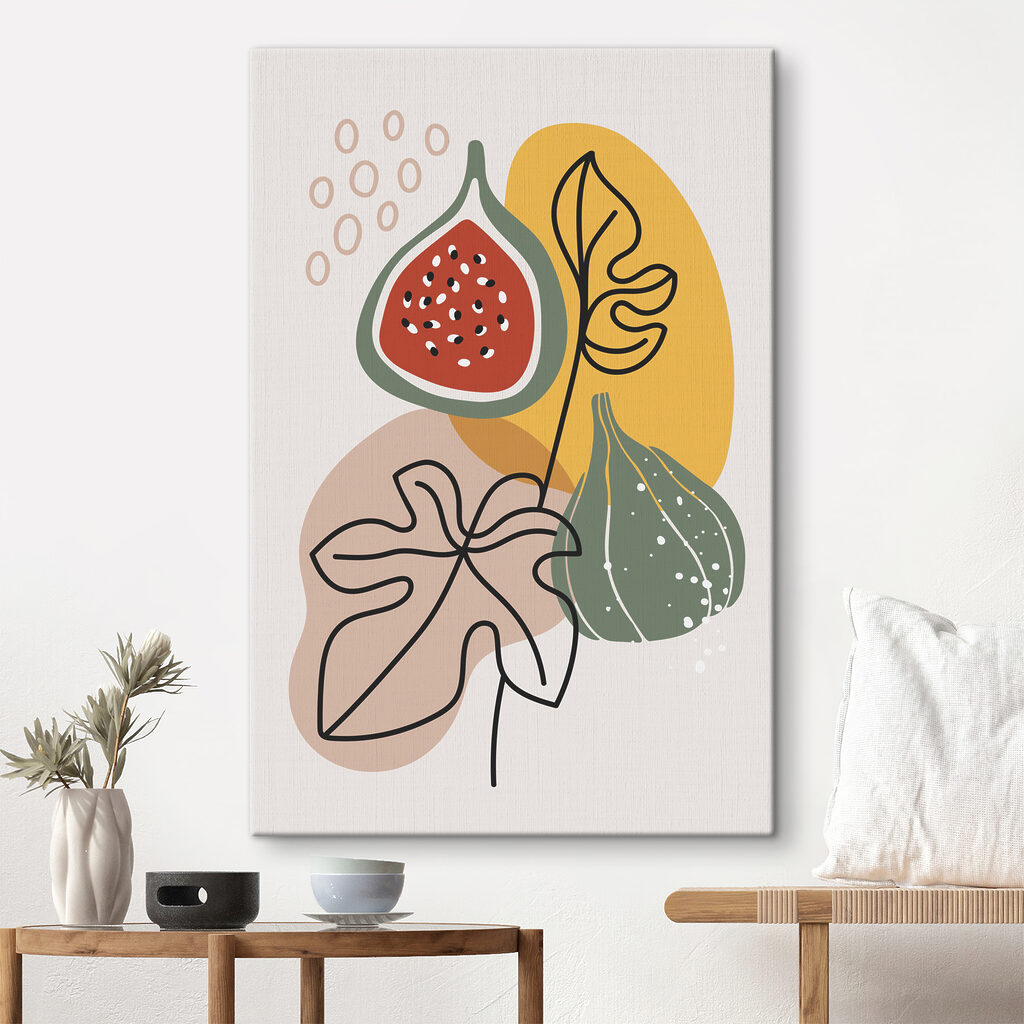 A fruit and leaves on a white background