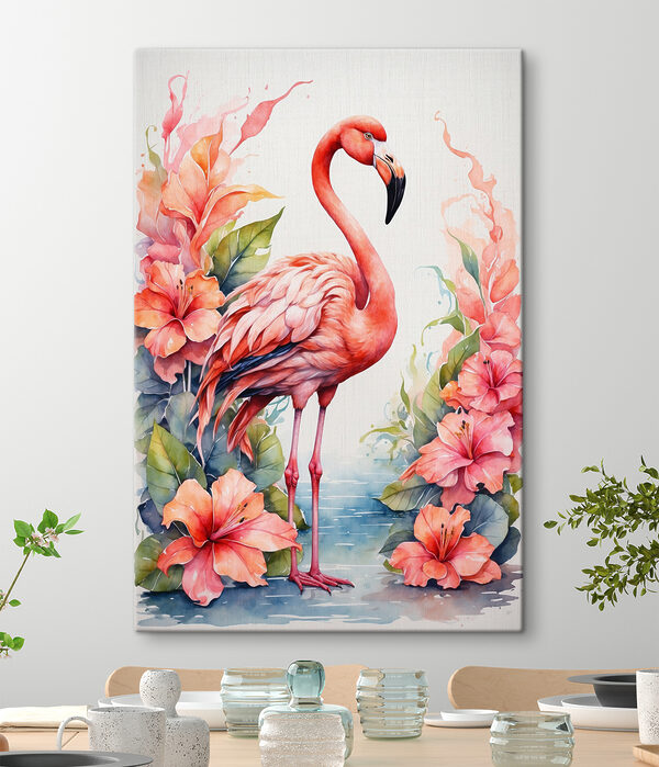 Egy flamingó és virágok Egy flamingó és virágok
