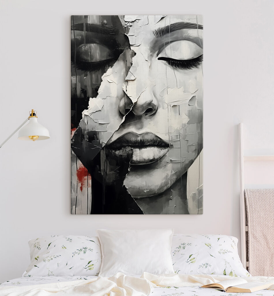 A painting of a woman's face
