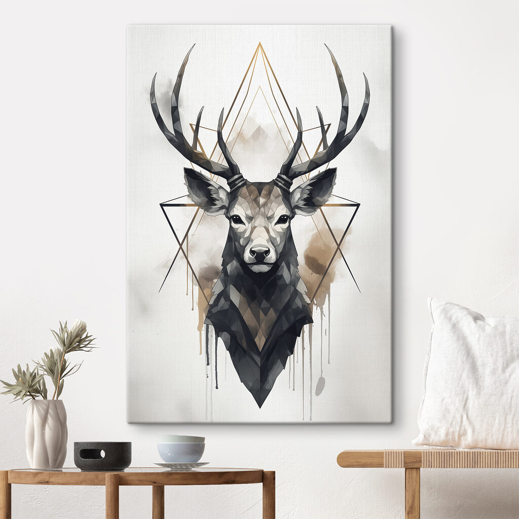 A painting of a deer with antlers
