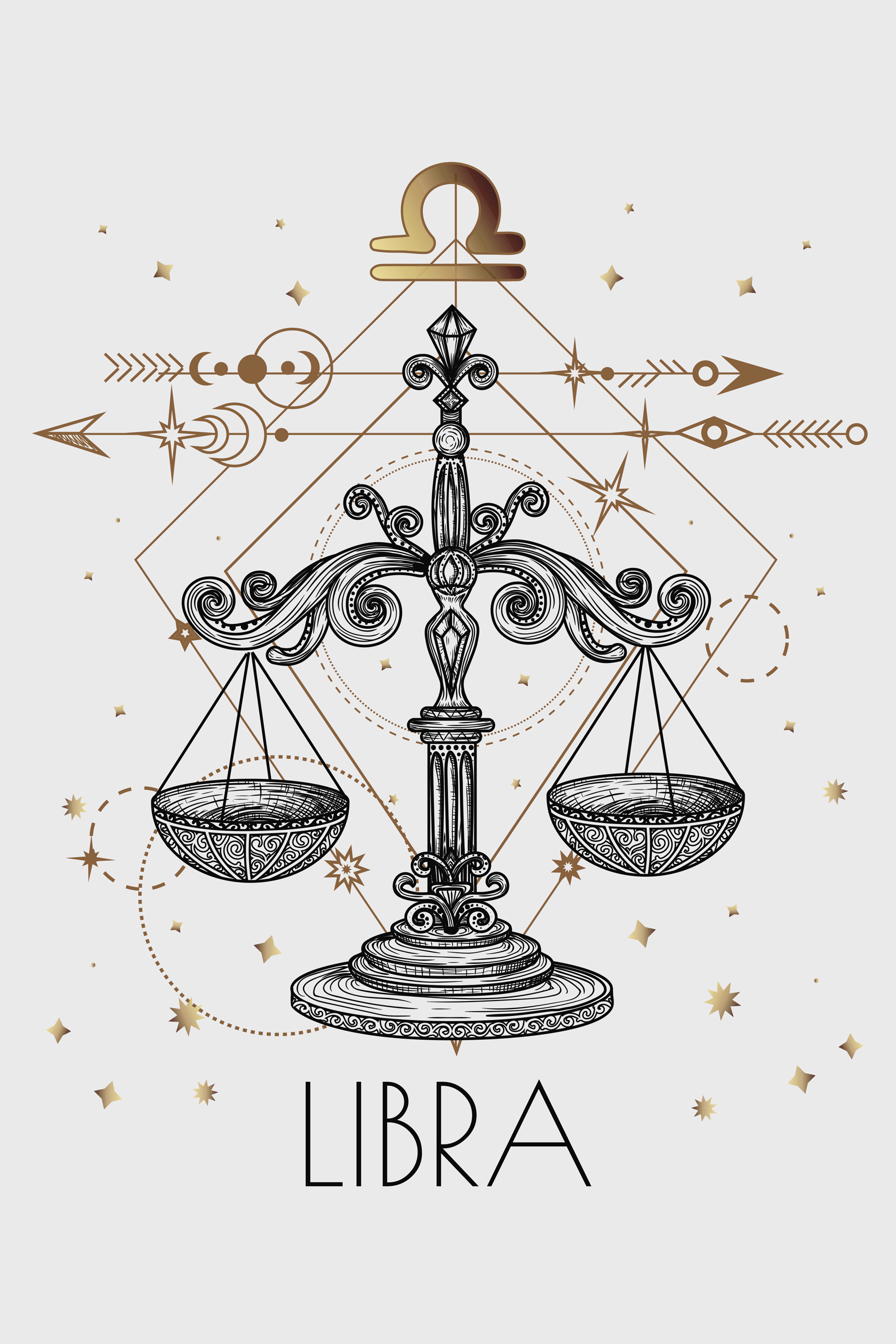 A drawing of a libra zodiac sign