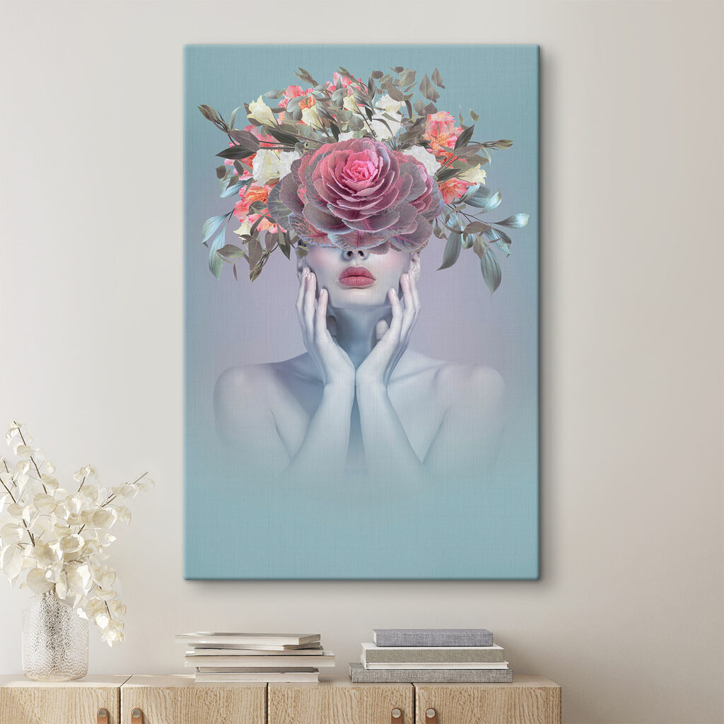 A woman with flowers on her head A woman with flowers on her head