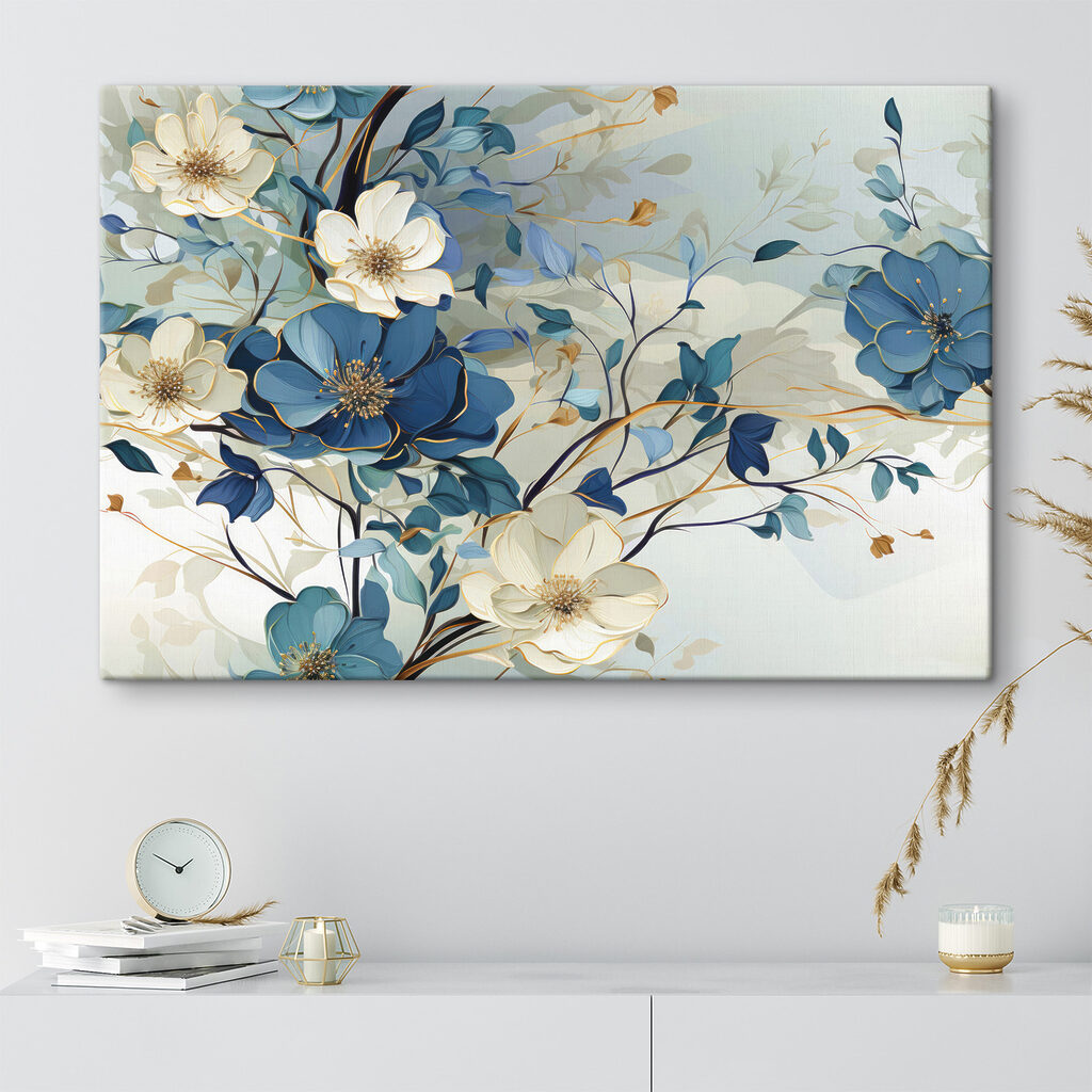 A painting of flowers and leaves A painting of flowers and leaves