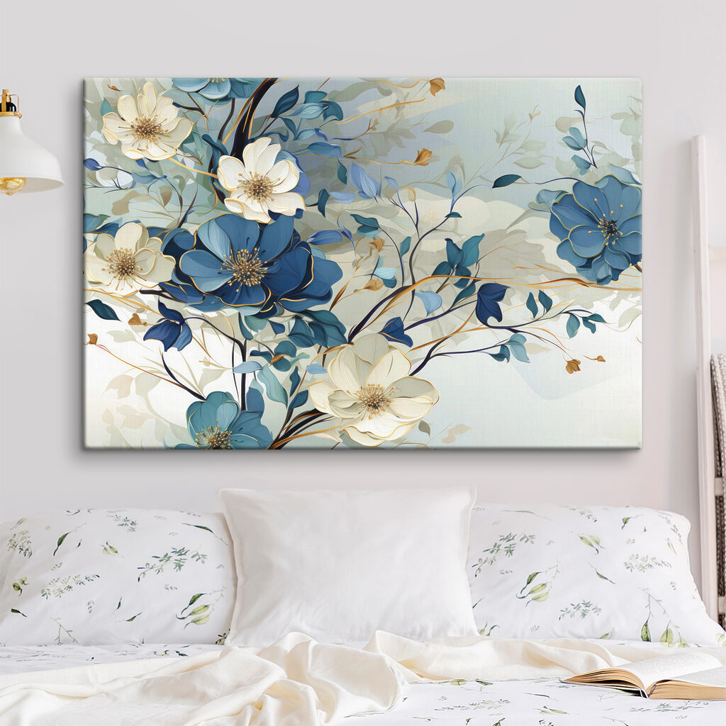 A painting of flowers and leaves A painting of flowers and leaves