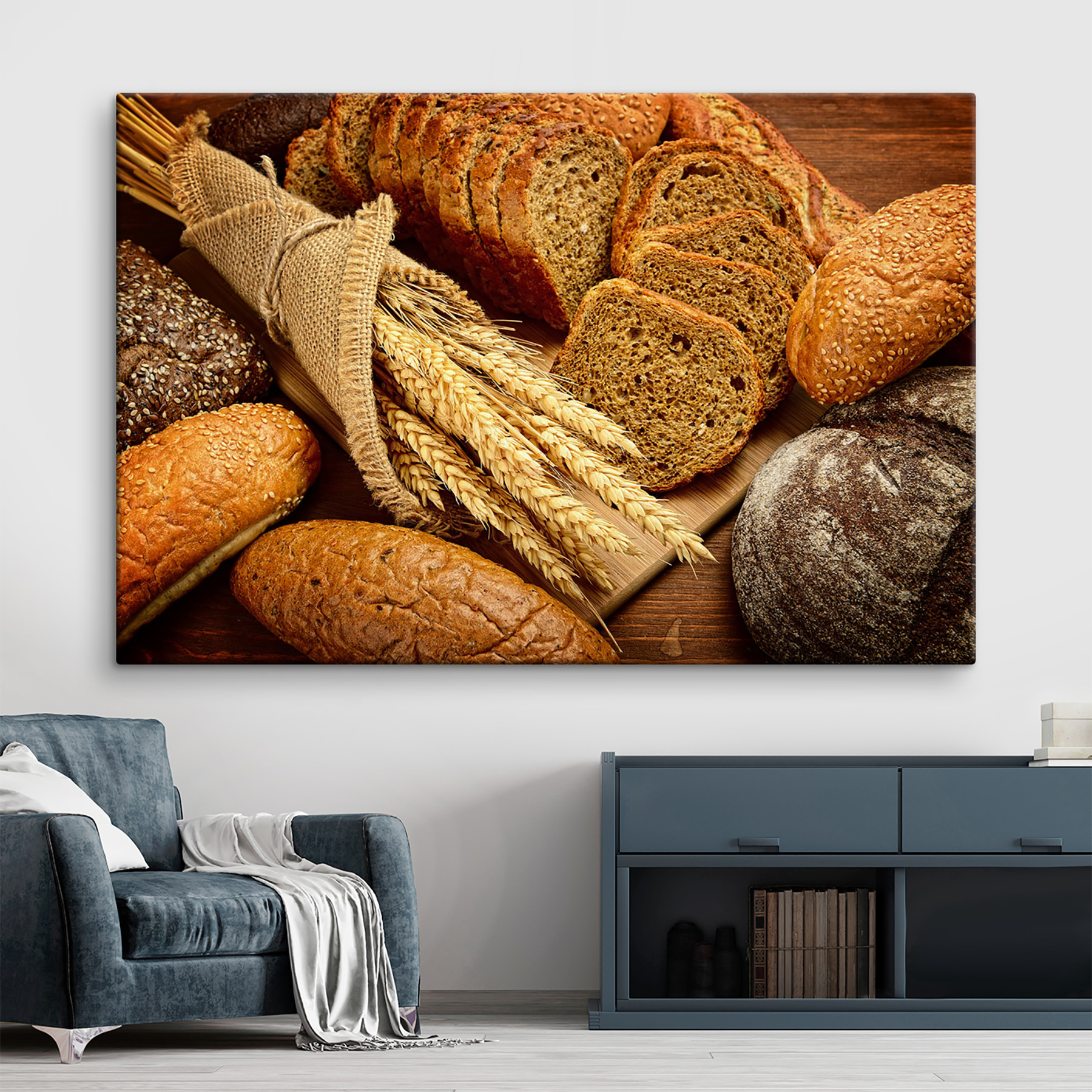 A group of bread on a cutting board A group of bread on a cutting board