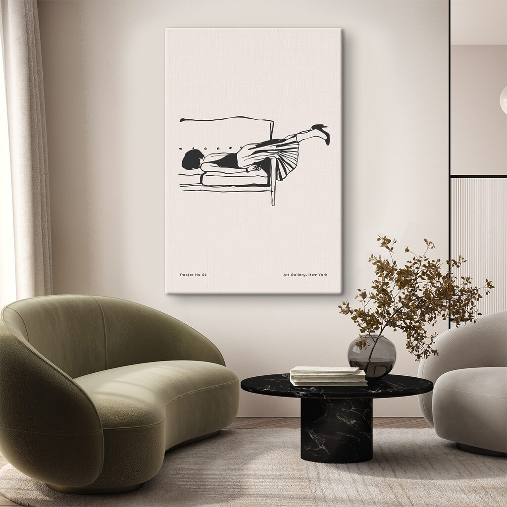 A drawing of a woman lying on a bench A drawing of a woman lying on a bench