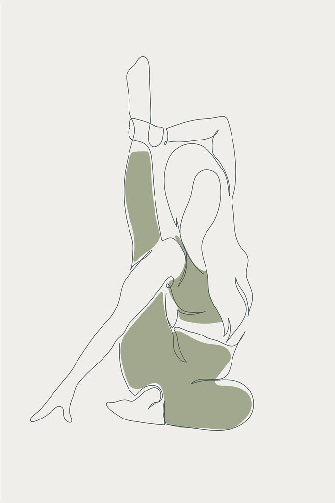 A drawing of a woman stretching