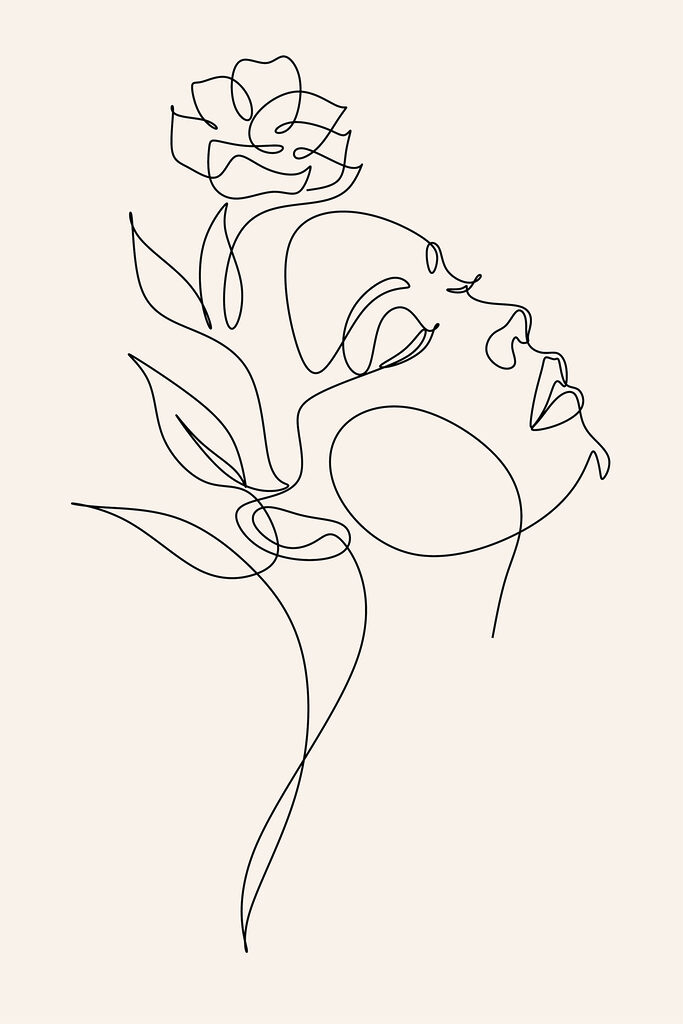 A drawing of a woman's face