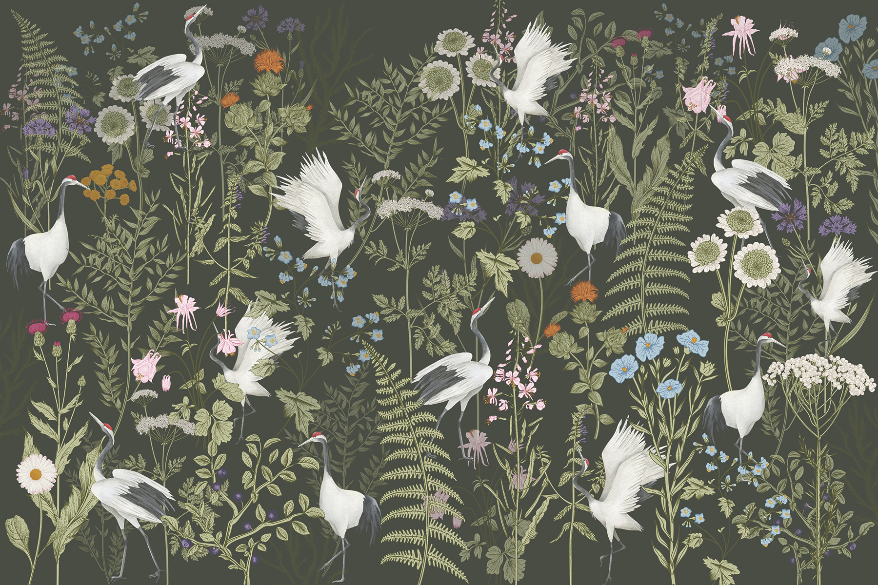 A wallpaper with birds and flowers A wallpaper with birds and flowers