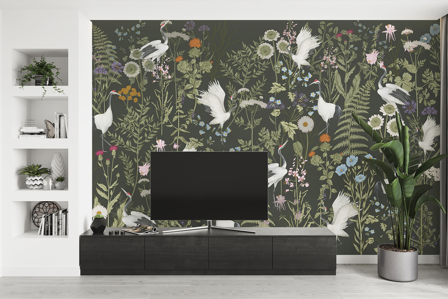 A wallpaper with birds and flowers A wallpaper with birds and flowers